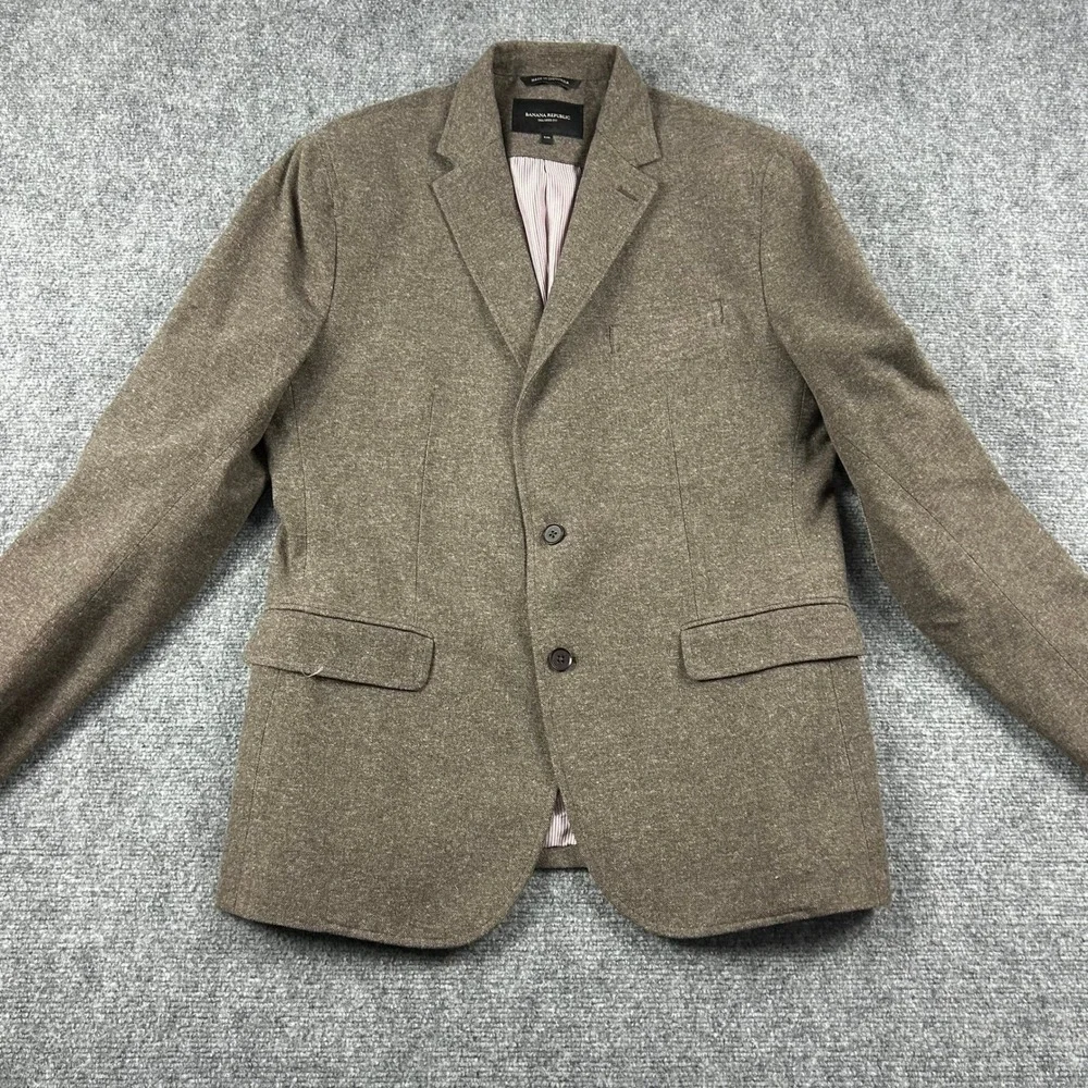 Banana Republic‎ Blazer Mens 42R Brown Cotton Italian Fabric Elbow Patch Sport